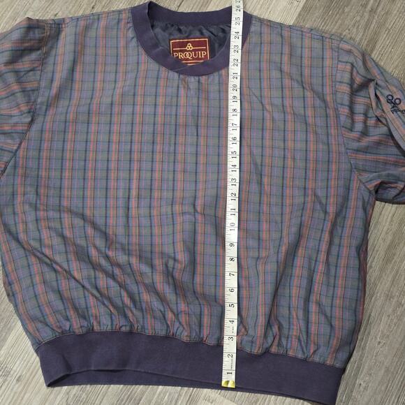Vintage ProQuip Plaid Crewneck Pullover Golf Sweater Jacket - Picture 7 of 8